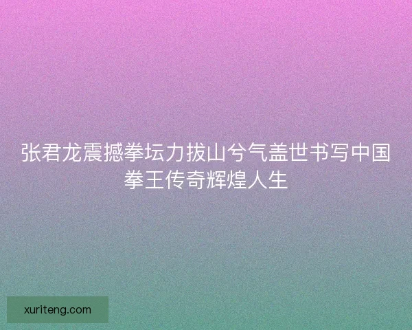 张君龙震撼拳坛力拔山兮气盖世书写中国拳王传奇辉煌人生